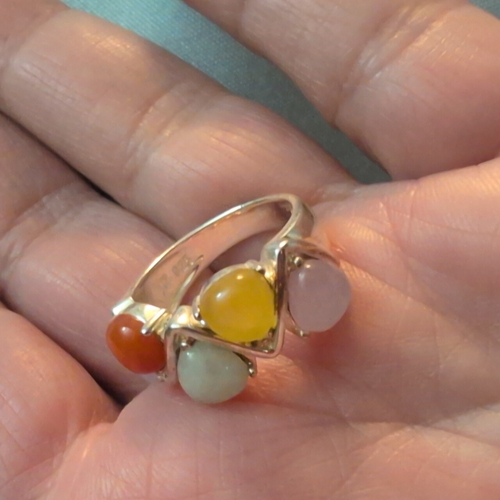 Multicolor Teardrop Gemstone Ring - image 5